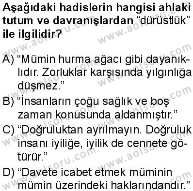 Din Kültürü ve Ahlak Bilgisi 2 Dersi 2025-2026 yılı 1. Dönem sınavı 7. Soru
