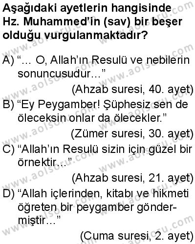 Din Kültürü ve Ahlak Bilgisi 2 Dersi 2025-2026 yılı 1. Dönem sınavı 8. Soru