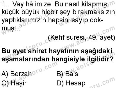 Din Kültürü ve Ahlak Bilgisi 5 Dersi 2025-2026 yılı 1. Dönem sınavı 2. Soru