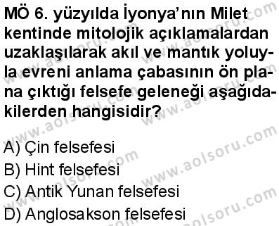 Felsefe 1 Dersi 2025-2026 yılı 1. Dönem sınavı 1. Soru