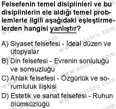Felsefe 1 Dersi 2025-2026 yılı 1. Dönem sınavı 2. Soru