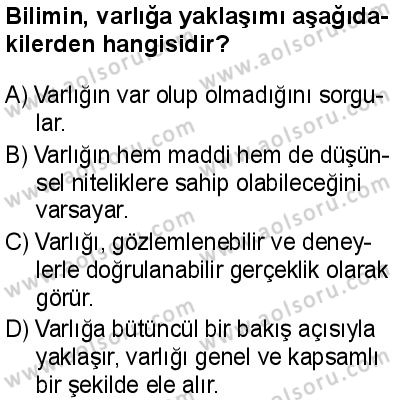 Felsefe 1 Dersi 2025-2026 yılı 1. Dönem sınavı 5. Soru