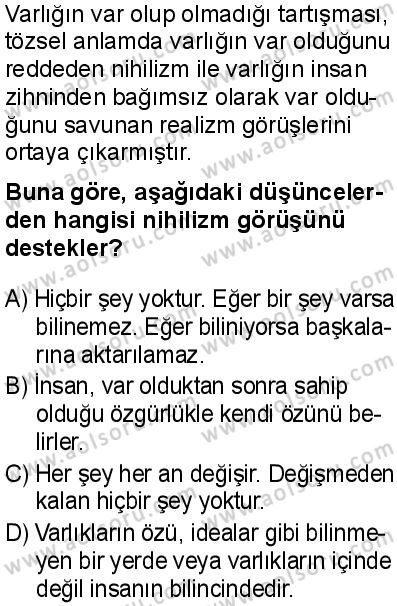 Felsefe 1 Dersi 2025-2026 yılı 1. Dönem sınavı 6. Soru