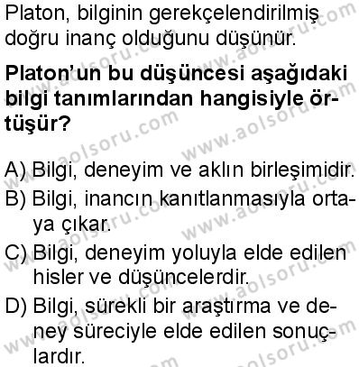 Felsefe 1 Dersi 2025-2026 yılı 1. Dönem sınavı 8. Soru