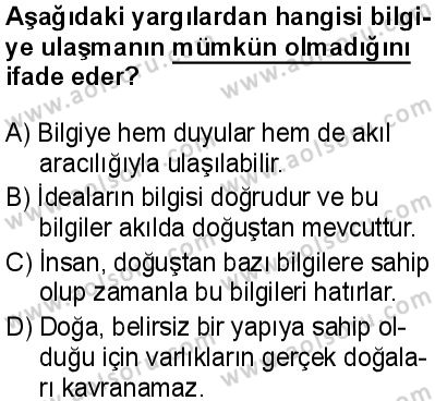 Felsefe 1 Dersi 2025-2026 yılı 1. Dönem sınavı 9. Soru