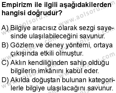 Felsefe 1 Dersi 2025-2026 yılı 1. Dönem sınavı 10. Soru