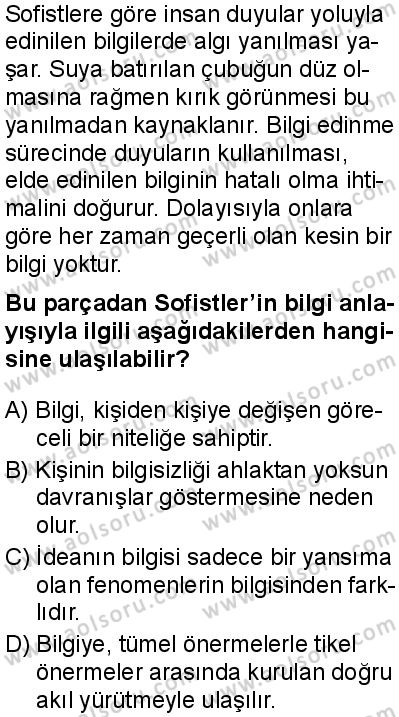 Felsefe 3 Dersi 2025-2026 yılı 1. Dönem sınavı 4. Soru