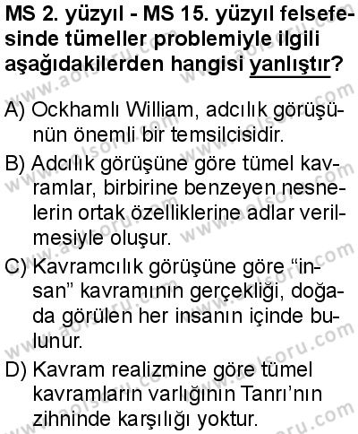 Felsefe 3 Dersi 2025-2026 yılı 1. Dönem sınavı 6. Soru