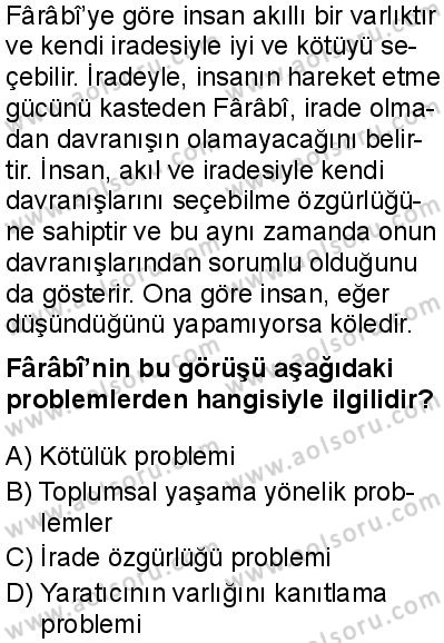 Felsefe 3 Dersi 2025-2026 yılı 1. Dönem sınavı 7. Soru