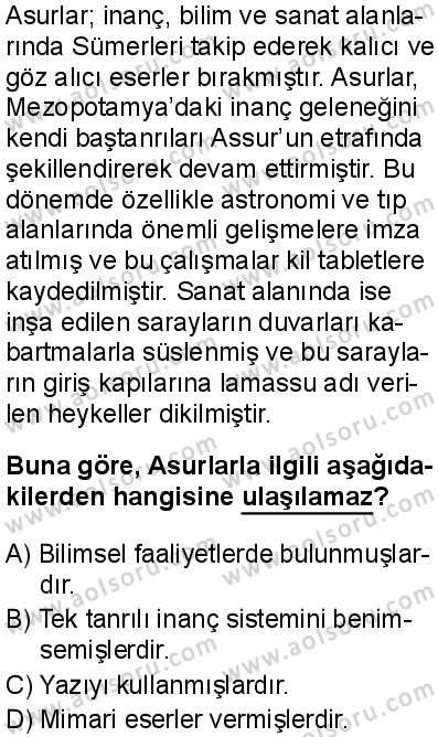 Tarih 2 Dersi 2025-2026 yılı 1. Dönem sınavı 1. Soru