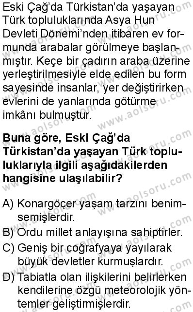 Tarih 2 Dersi 2025-2026 yılı 1. Dönem sınavı 3. Soru
