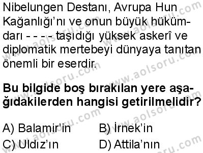 Tarih 2 Dersi 2025-2026 yılı 1. Dönem sınavı 5. Soru