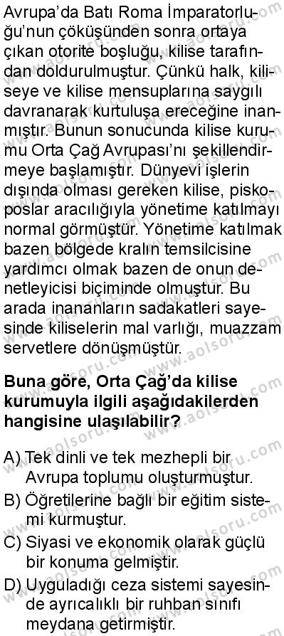 Tarih 2 Dersi 2025-2026 yılı 1. Dönem sınavı 6. Soru