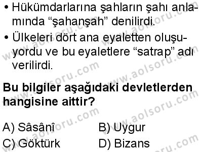 Tarih 2 Dersi 2025-2026 yılı 1. Dönem sınavı 7. Soru
