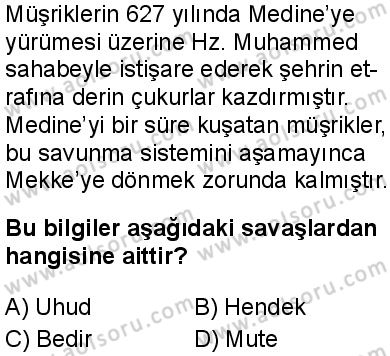 Tarih 2 Dersi 2025-2026 yılı 1. Dönem sınavı 8. Soru
