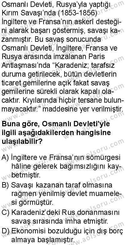 Seçmeli Tarih 2 Dersi 2025-2026 yılı 1. Dönem sınavı 3. Soru