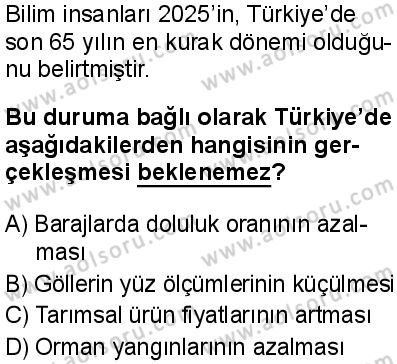 Coğrafya 1 Dersi 2025-2026 yılı 1. Dönem sınavı 6. Soru