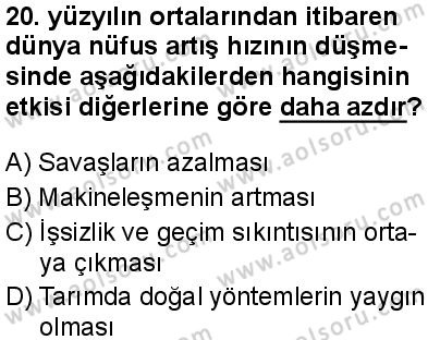 Seçmeli Coğrafya 1 Dersi 2025-2026 yılı 1. Dönem sınavı 4. Soru