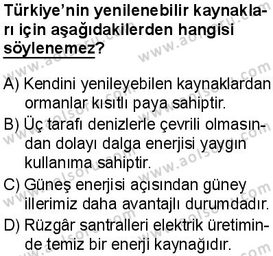 Seçmeli Coğrafya 1 Dersi 2025-2026 yılı 1. Dönem sınavı 6. Soru