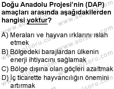 Seçmeli Coğrafya 1 Dersi 2025-2026 yılı 1. Dönem sınavı 9. Soru