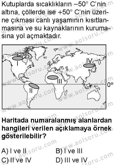 Seçmeli Coğrafya 3 Dersi 2025-2026 yılı 1. Dönem sınavı 1. Soru
