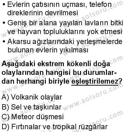 Seçmeli Coğrafya 3 Dersi 2025-2026 yılı 1. Dönem sınavı 2. Soru