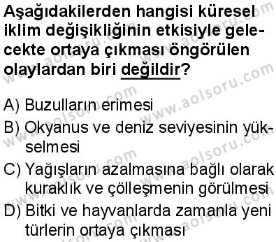 Seçmeli Coğrafya 3 Dersi 2025-2026 yılı 1. Dönem sınavı 3. Soru