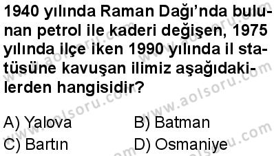 Seçmeli Coğrafya 3 Dersi 2025-2026 yılı 1. Dönem sınavı 4. Soru