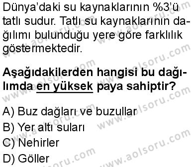 Seçmeli Coğrafya 3 Dersi 2025-2026 yılı 1. Dönem sınavı 5. Soru