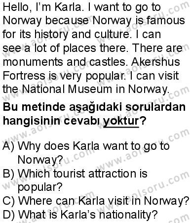 İngilizce 1 Dersi 2025-2026 yılı 1. Dönem sınavı 10. Soru