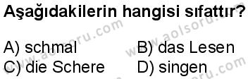 Almanca 1 Dersi 2025-2026 yılı 1. Dönem sınavı 10. Soru