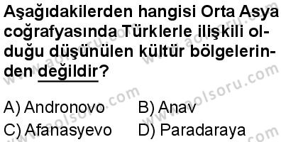 Seçmeli Ortak Türk Tarihi 1 Dersi 2025-2026 yılı 1. Dönem sınavı 2. Soru