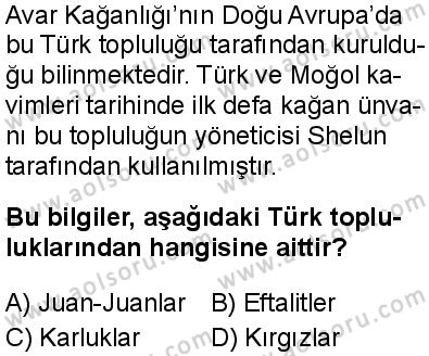 Seçmeli Ortak Türk Tarihi 1 Dersi 2025-2026 yılı 1. Dönem sınavı 3. Soru