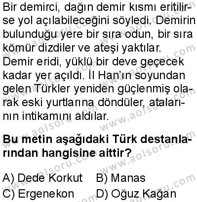 Seçmeli Ortak Türk Tarihi 1 Dersi 2025-2026 yılı 1. Dönem sınavı 7. Soru