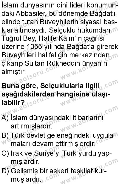 Seçmeli Ortak Türk Tarihi 1 Dersi 2025-2026 yılı 1. Dönem sınavı 10. Soru