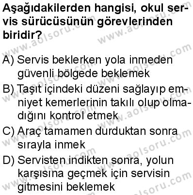 Sağlık Bilgisi ve Trafik Kültürü 2 Dersi 2025-2026 yılı 1. Dönem sınavı 2. Soru