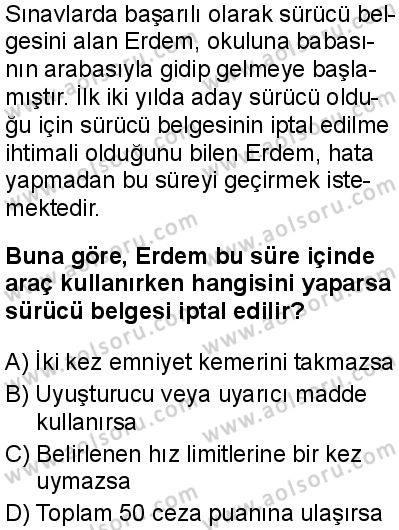 Sağlık Bilgisi ve Trafik Kültürü 2 Dersi 2025-2026 yılı 1. Dönem sınavı 7. Soru