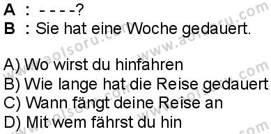 Almanca 5 Dersi 2025-2026 yılı 1. Dönem sınavı 2. Soru