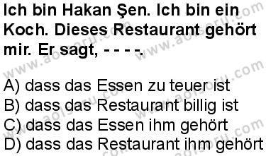 Almanca 5 Dersi 2025-2026 yılı 1. Dönem sınavı 4. Soru