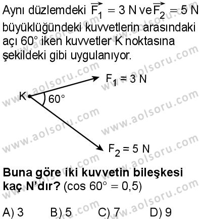 Seçmeli Fizik 1 Dersi 2025-2026 yılı 1. Dönem sınavı 1. Soru