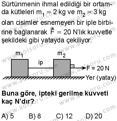 Seçmeli Fizik 1 Dersi 2025-2026 yılı 1. Dönem sınavı 3. Soru