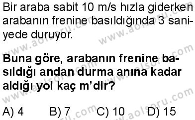 Seçmeli Fizik 1 Dersi 2025-2026 yılı 1. Dönem sınavı 4. Soru
