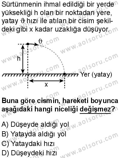 Seçmeli Fizik 1 Dersi 2025-2026 yılı 1. Dönem sınavı 5. Soru