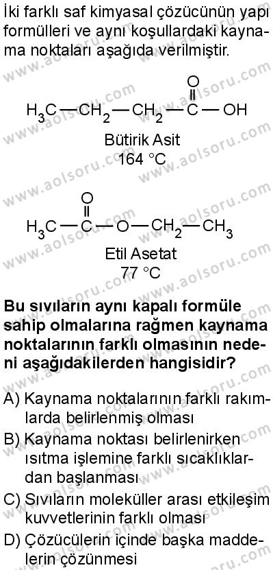 Kimya 2 Dersi 2025-2026 yılı 1. Dönem sınavı 7. Soru