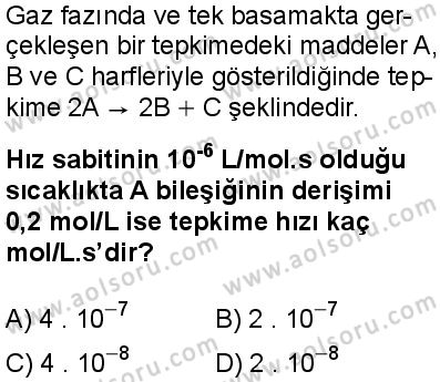 Seçmeli Kimya 2 Dersi 2025-2026 yılı 1. Dönem sınavı 6. Soru