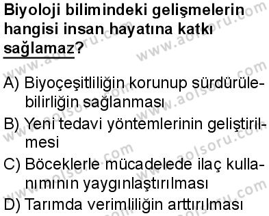 Biyoloji 1 Dersi 2025-2026 yılı 1. Dönem sınavı 1. Soru
