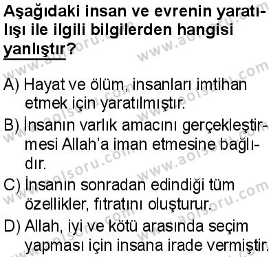 Temel Dini Bilgiler 1 Dersi 2025-2026 yılı 1. Dönem sınavı 2. Soru