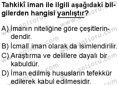 Temel Dini Bilgiler 1 Dersi 2025-2026 yılı 1. Dönem sınavı 6. Soru