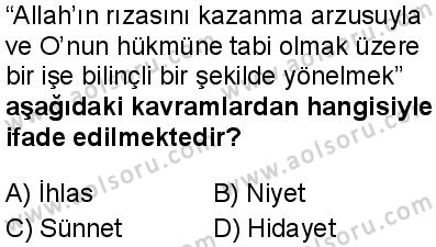 Temel Dini Bilgiler 1 Dersi 2025-2026 yılı 1. Dönem sınavı 9. Soru