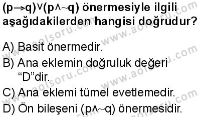 Seçmeli Mantık 2 Dersi 2025-2026 yılı 1. Dönem sınavı 3. Soru